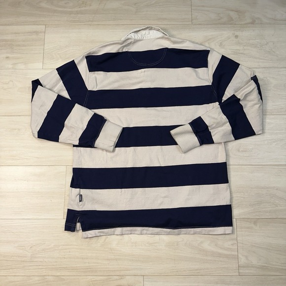 IZOD Varsity Rugby shirt Mens Navy striped Long Sleeve Size Large Sporty Classic - Picture 4 of 9